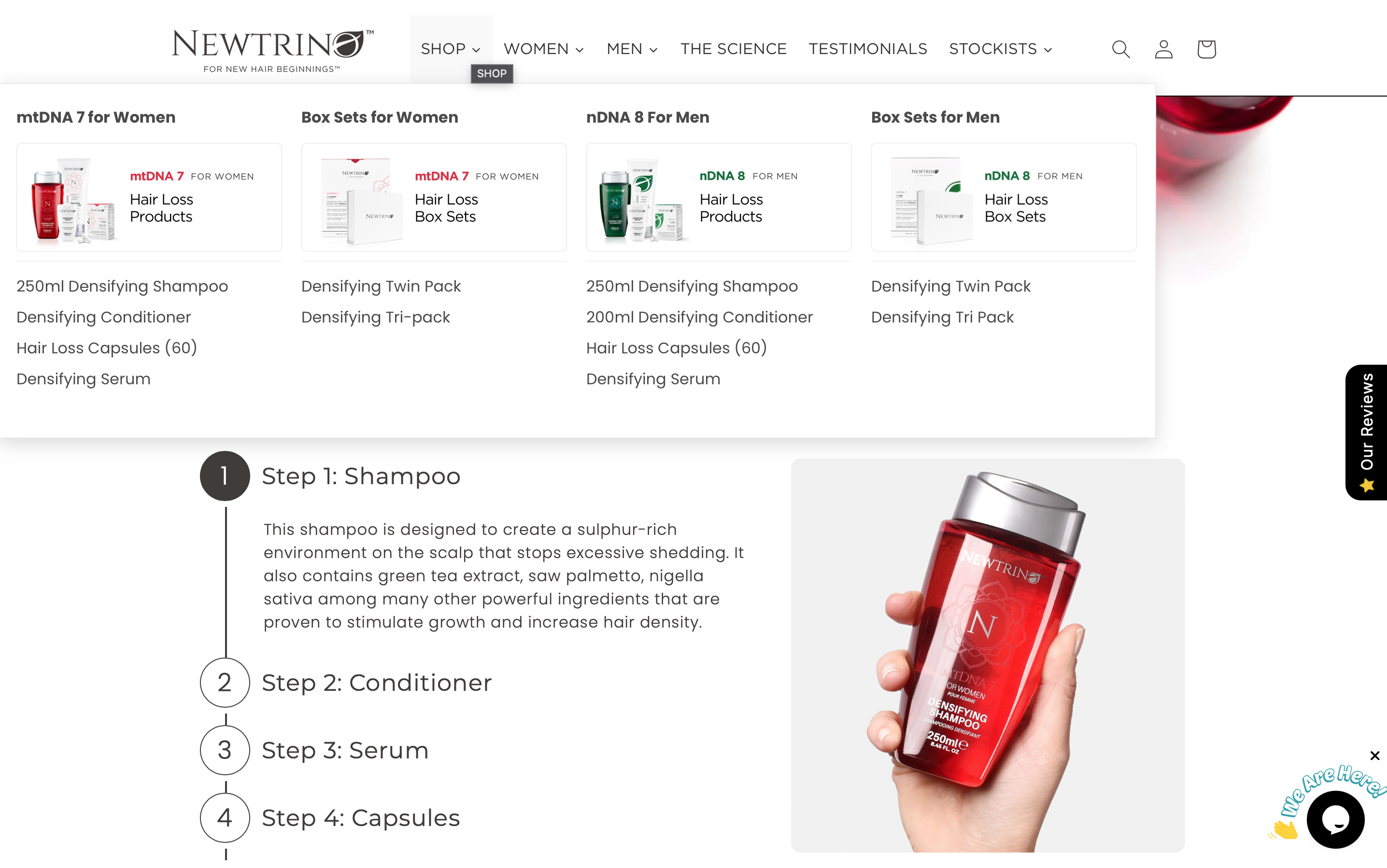 Newtrino ecommerce website screenshot