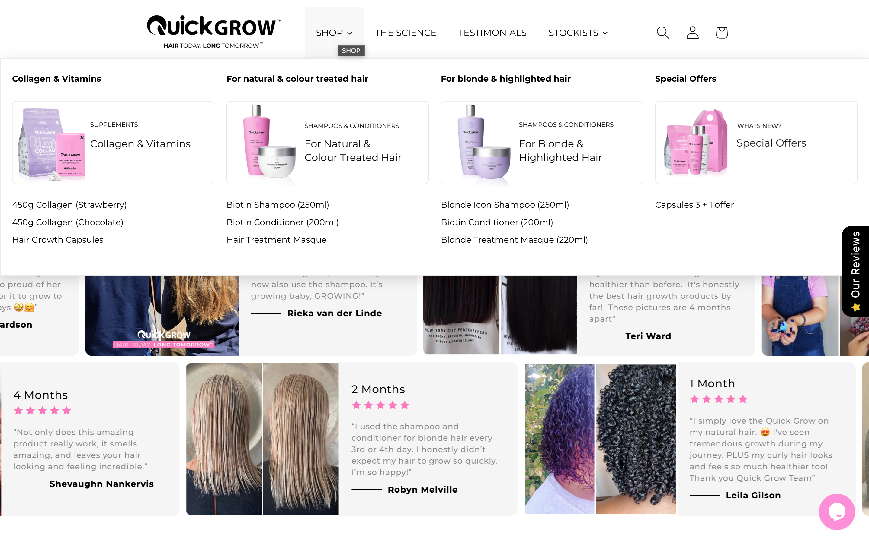 QuickGrow ecommerce website screenshot